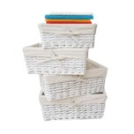 Lot de 4 Paniers en osier empilables